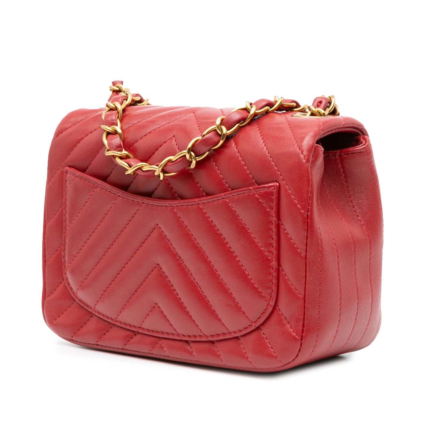 Chanel Sac Mini Square Classic Chevron Lambskin Single Flap