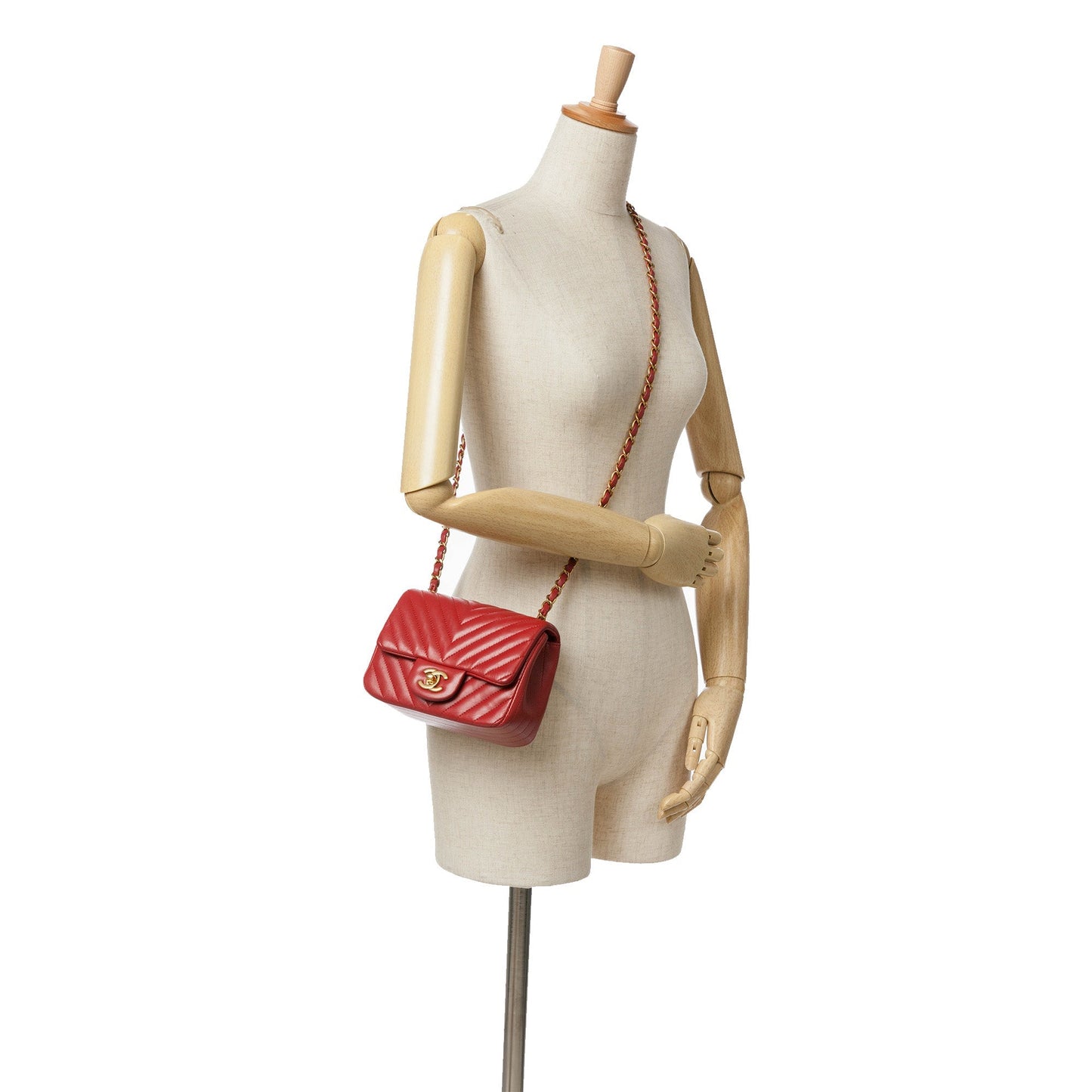 Chanel Sac Mini Square Classic Chevron Lambskin Single Flap
