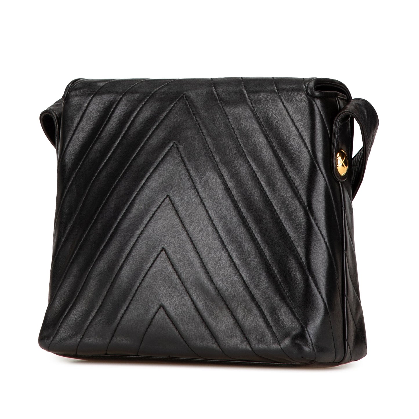 Black Chanel CC Chevron Lambskin Flap Crossbody Bag
