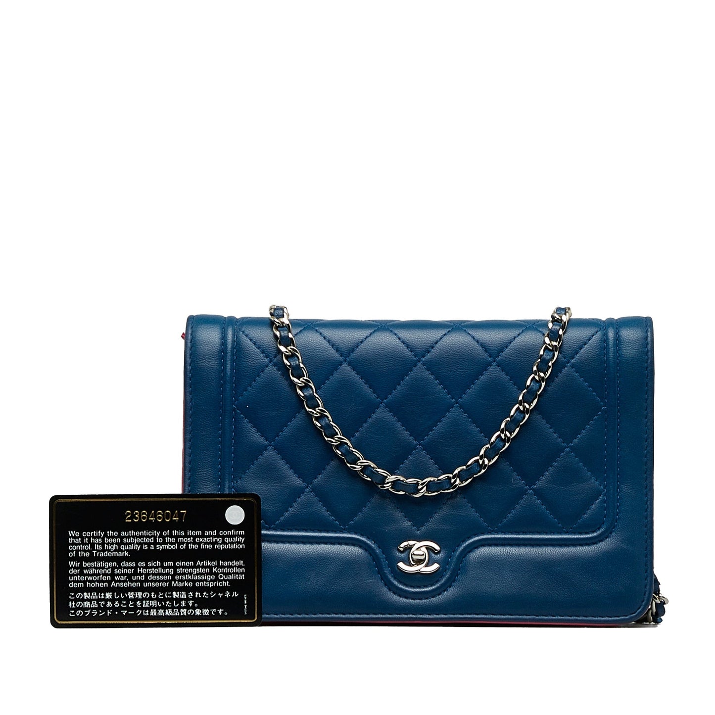 Blue Chanel CC Quilted Lambskin Wallet On Chain Crossbody Bag