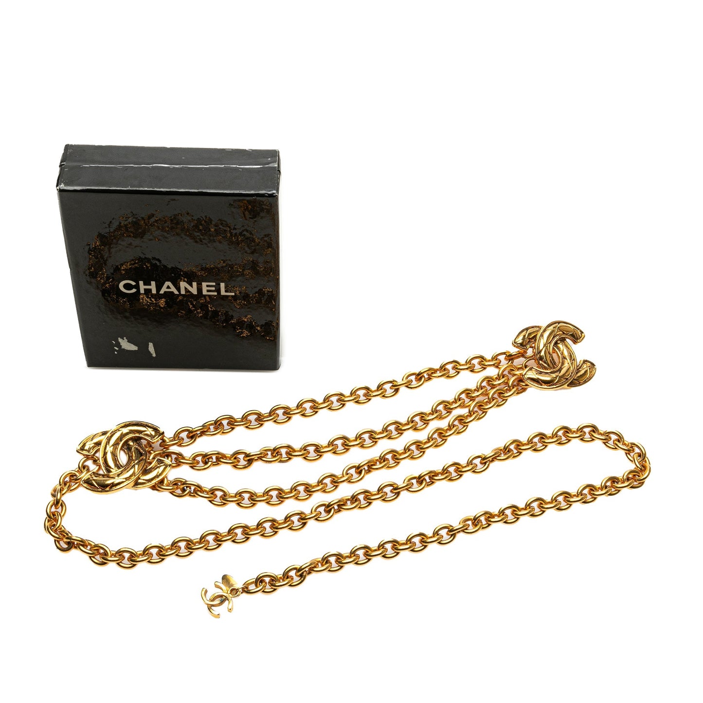 Gold Chanel Gold Plated Quilted CC Chain Belt