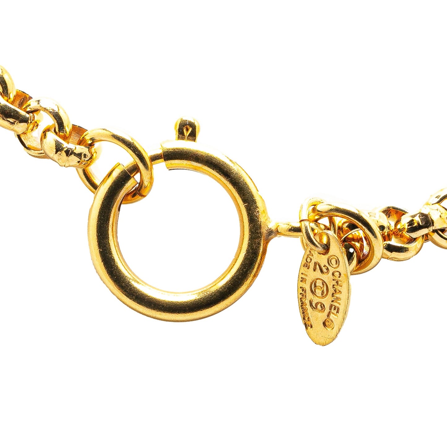 Gold Chanel Gold Plated CC Round Pendant Necklace