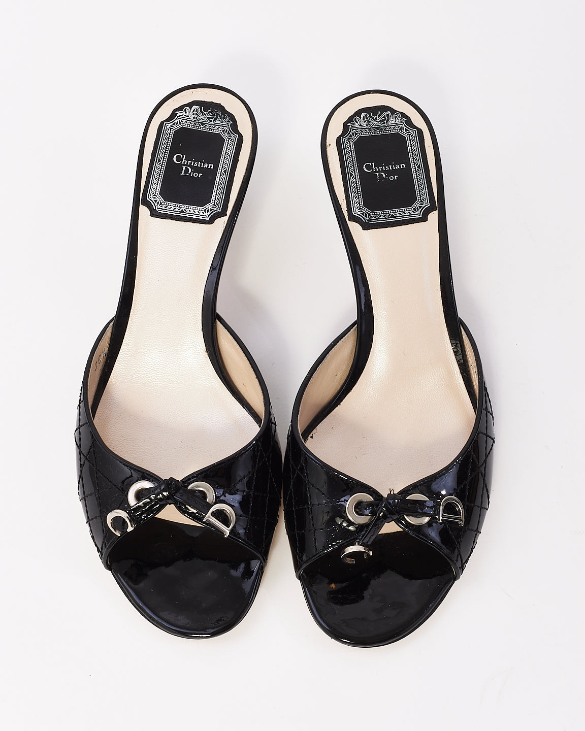 Dior Black Patent Cannage Leather Sandals -36.5