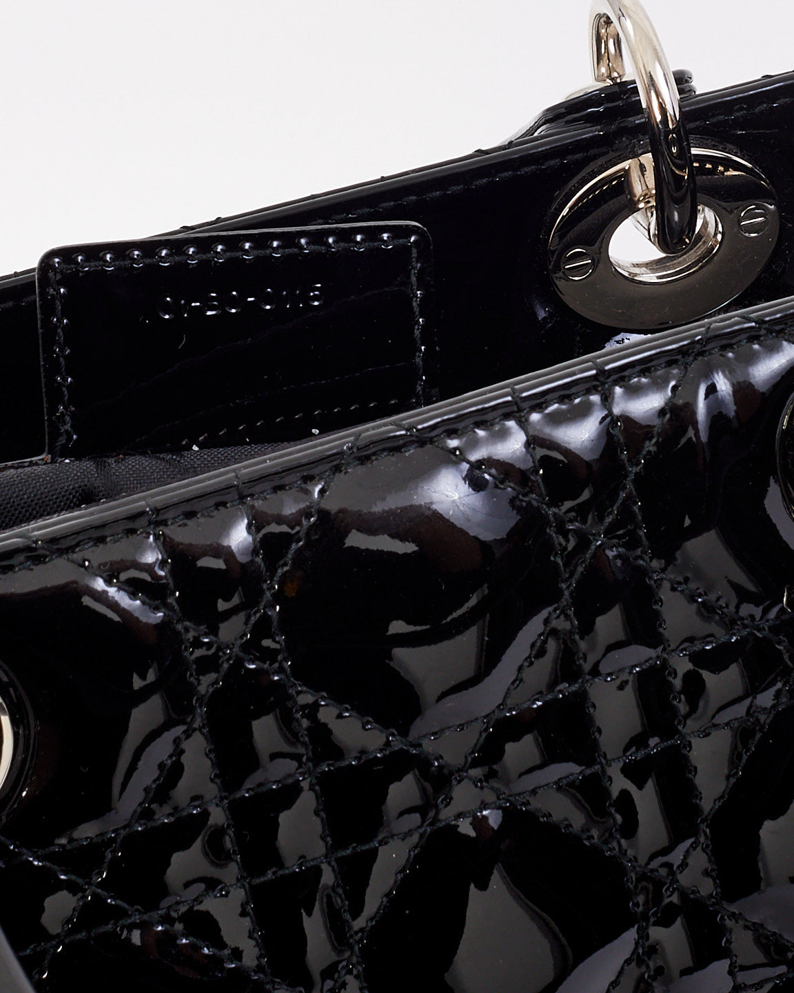 Dior Black Patent Leather Medium Lady Dior Bag