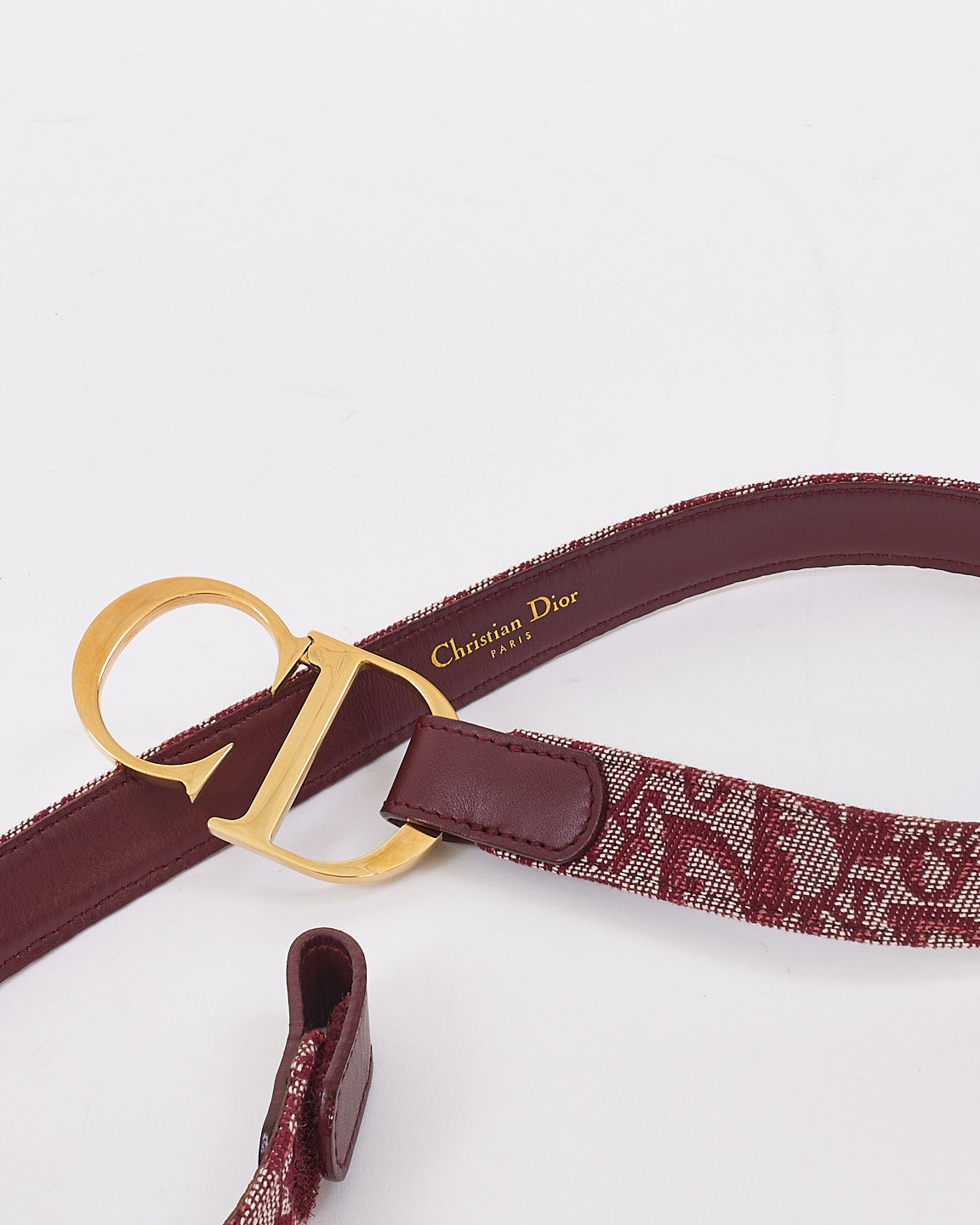 Dior Vintage Red Oblique Monogram Canvas CD Logo Buckle Belt - 75