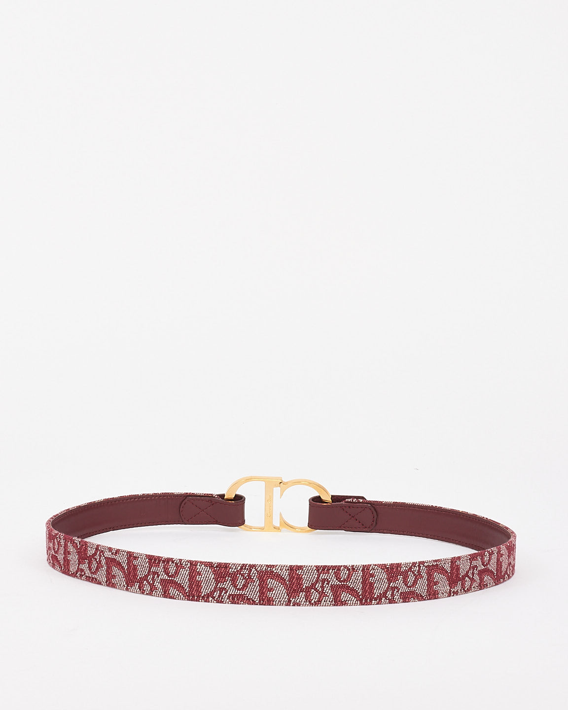 Dior Vintage Red Oblique Monogram Canvas CD Logo Buckle Belt - 75