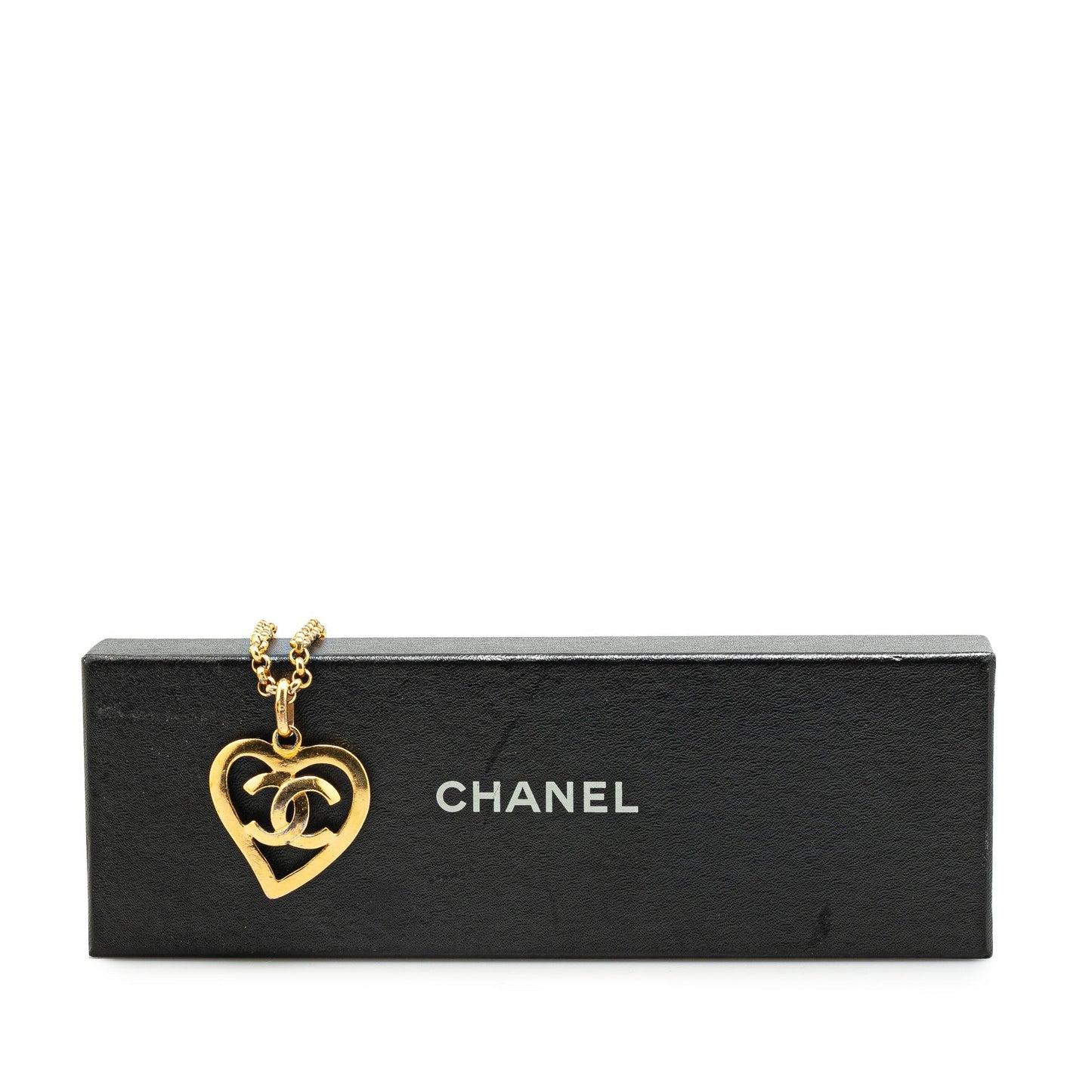 Gold Chanel Gold Plated CC Heart Pendant Necklace