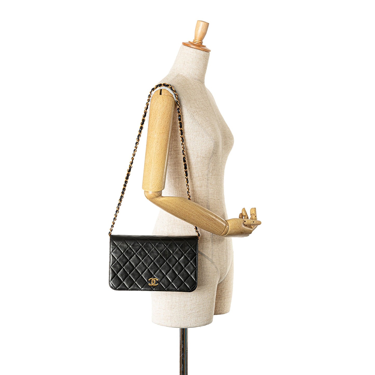 Black Chanel Quilted Lambskin CC Full Single Flap Crossbody Bag