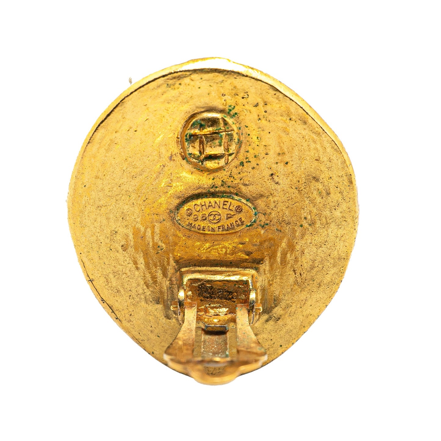 Gold Chanel Gold Plated CC Clip On Earrings