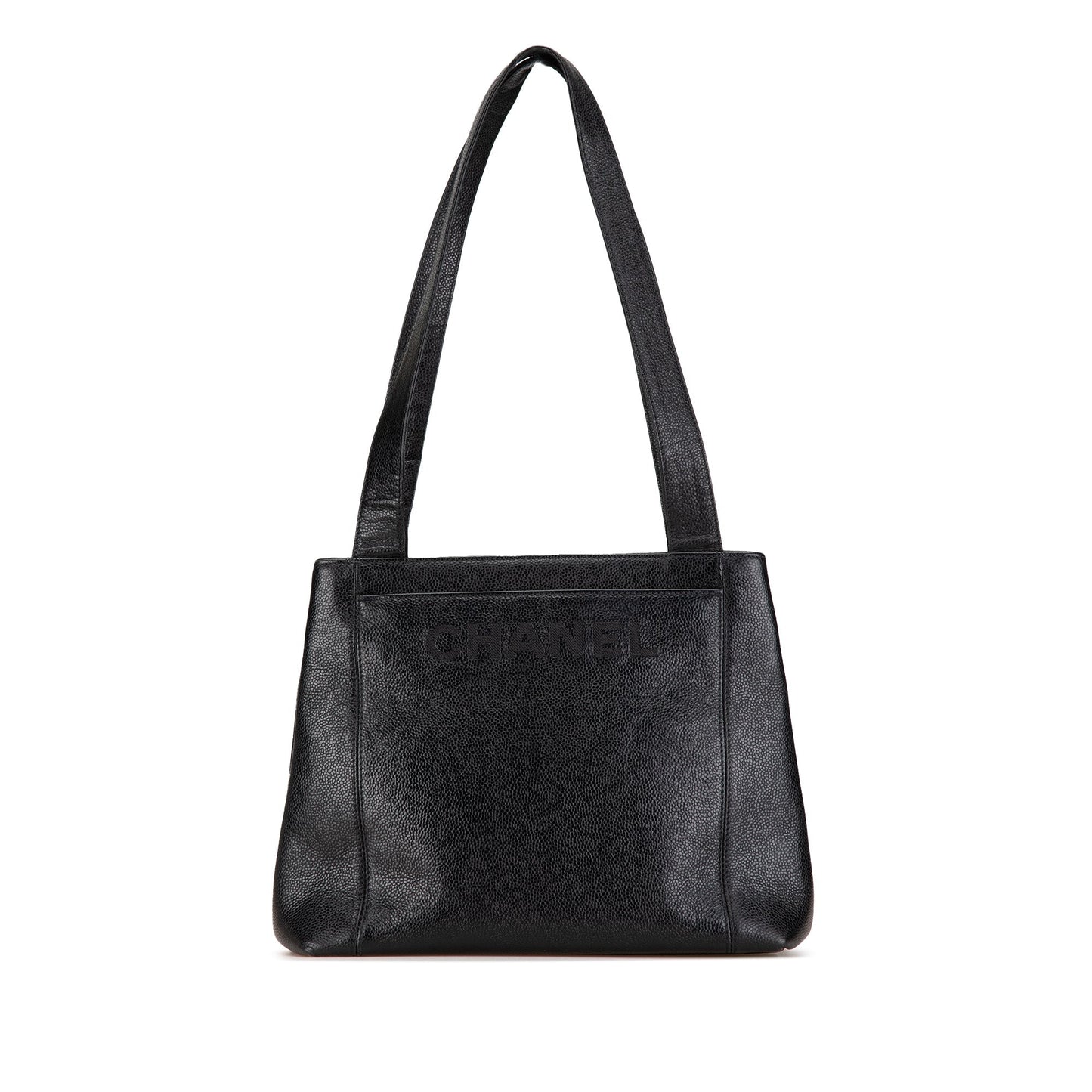 Chanel Sac Embroidered Caviar Logo Shoulder Bag