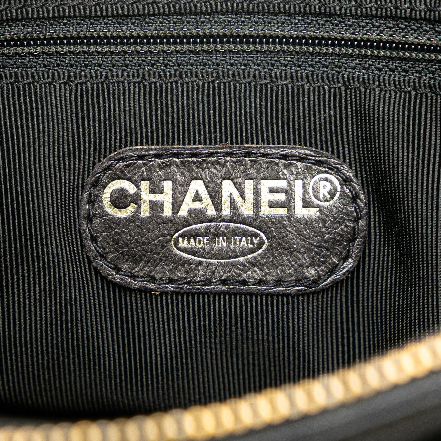 Chanel Sac Embroidered Caviar Logo Shoulder Bag