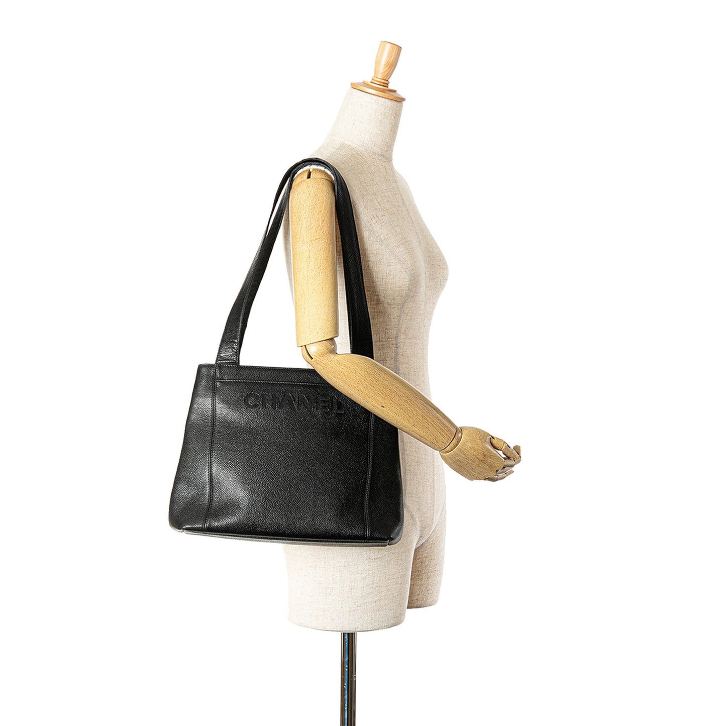 Chanel Sac Embroidered Caviar Logo Shoulder Bag
