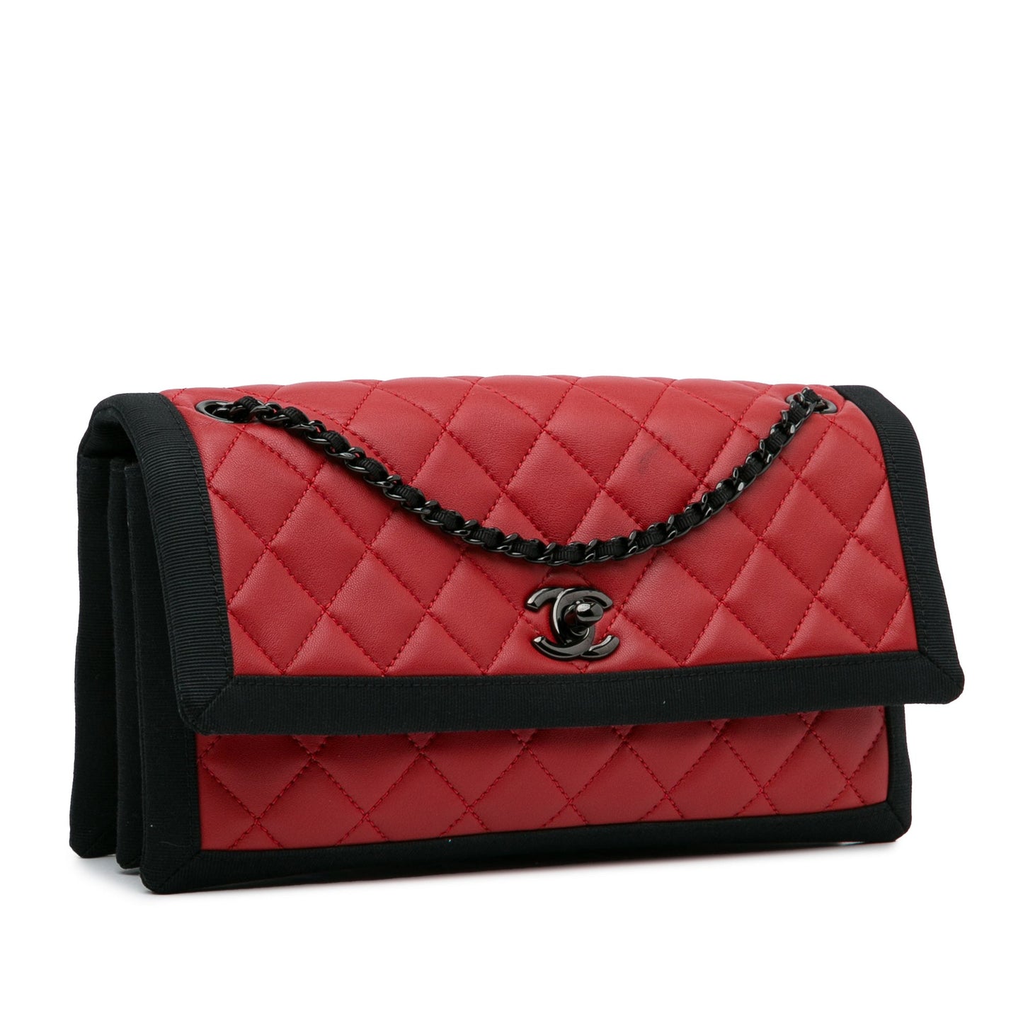 Chanel Sac CC Grossgrain trim Lambskin Flap Shoulder Bag