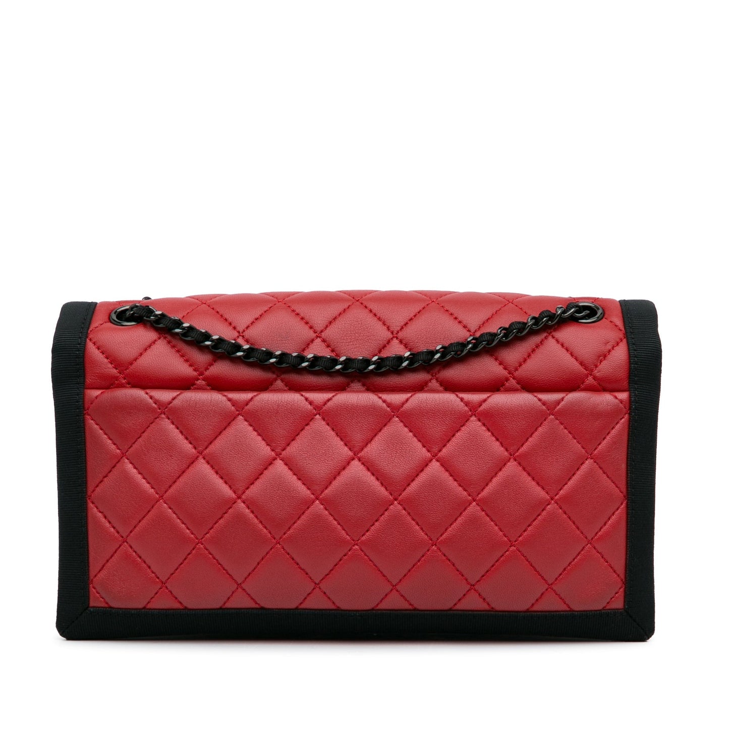 Chanel Sac CC Grossgrain trim Lambskin Flap Shoulder Bag