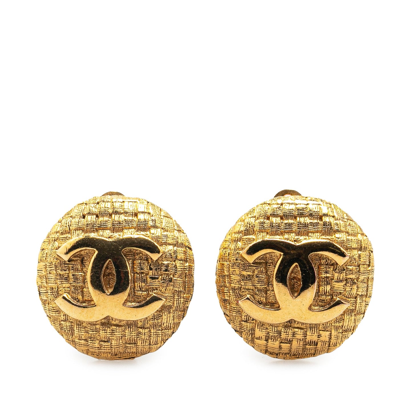 Gold Chanel Gold Plated CC Clip On Earrings