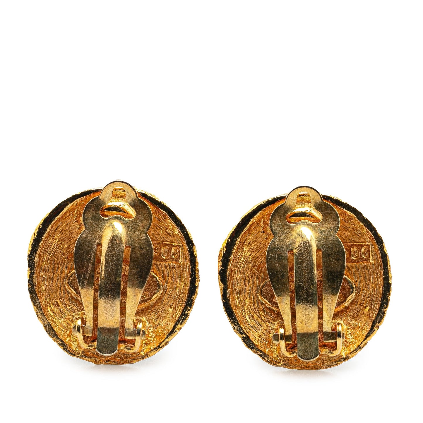 Gold Chanel Gold Plated CC Clip On Earrings