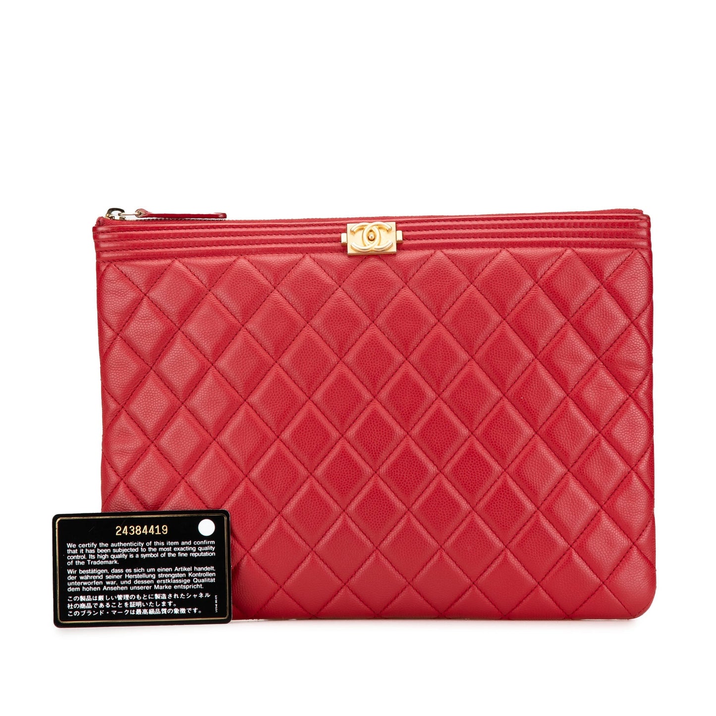 Chanel Sac Medium Quilted Caviar Boy O Case Clutch