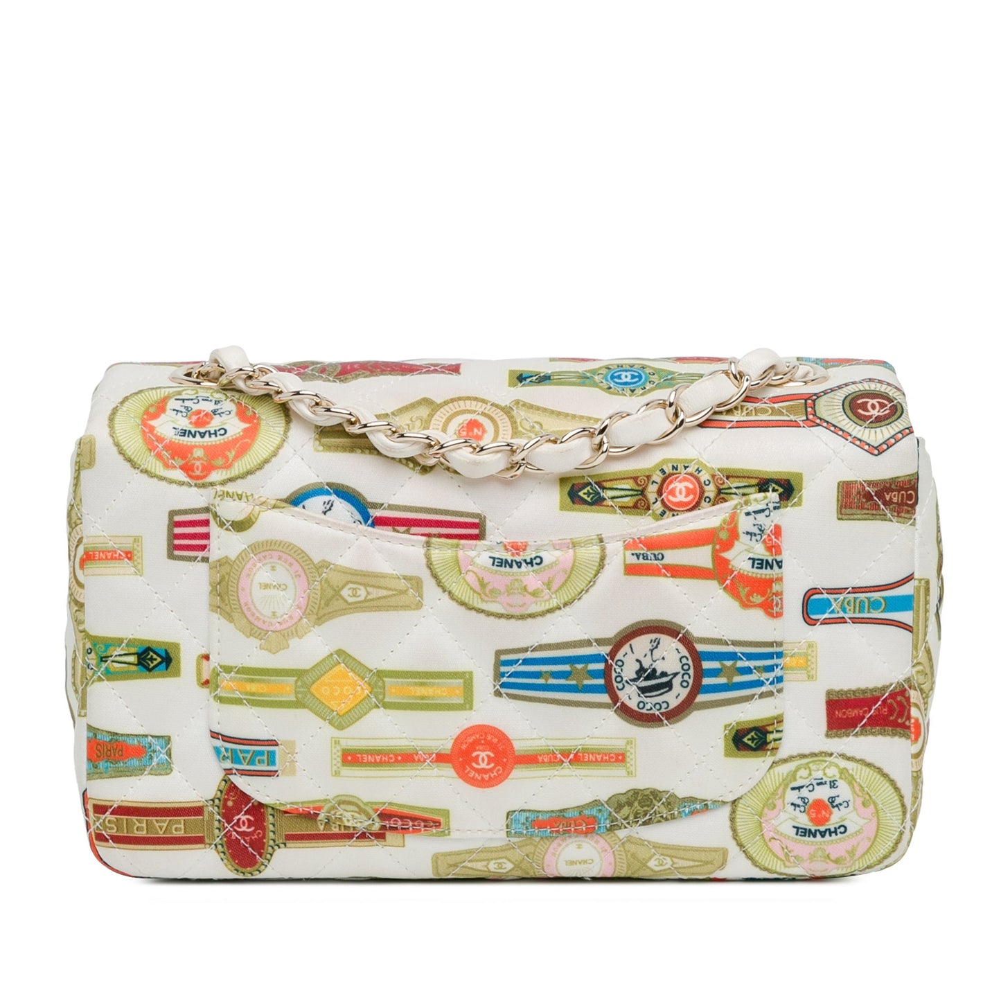 Chanel Sac Mini Rectangular Classic Printed Satin Cuba Single Flap