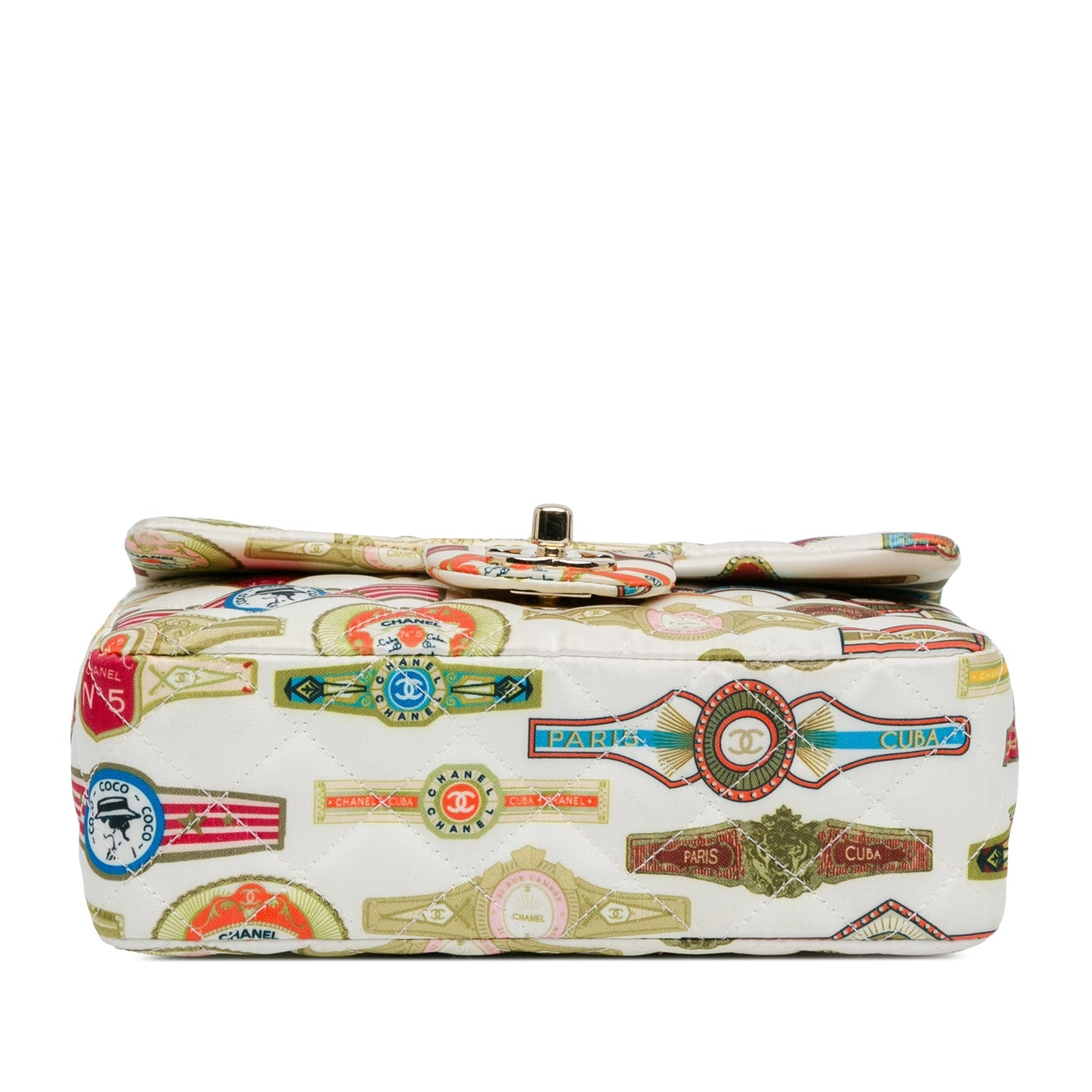 Chanel Sac Mini Rectangular Classic Printed Satin Cuba Single Flap