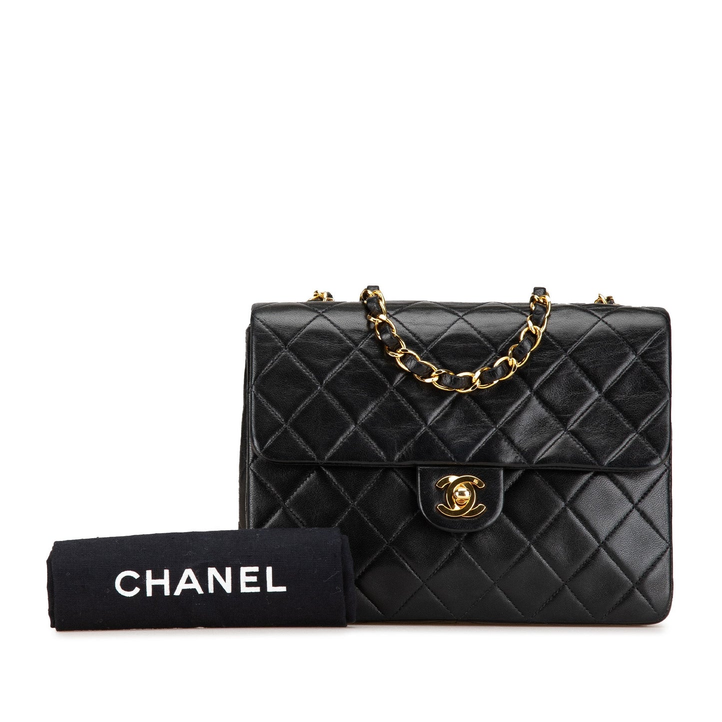 Black Chanel CC Quilted Lambskin Chain Flap Crossbody Bag