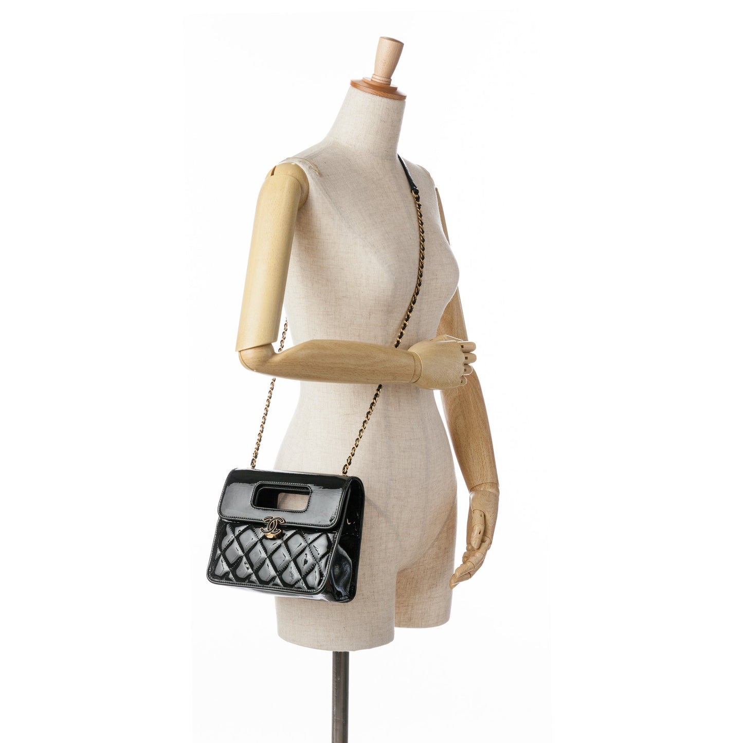 Chanel Sac Mini Quilted Patent Graphic Catch Flap