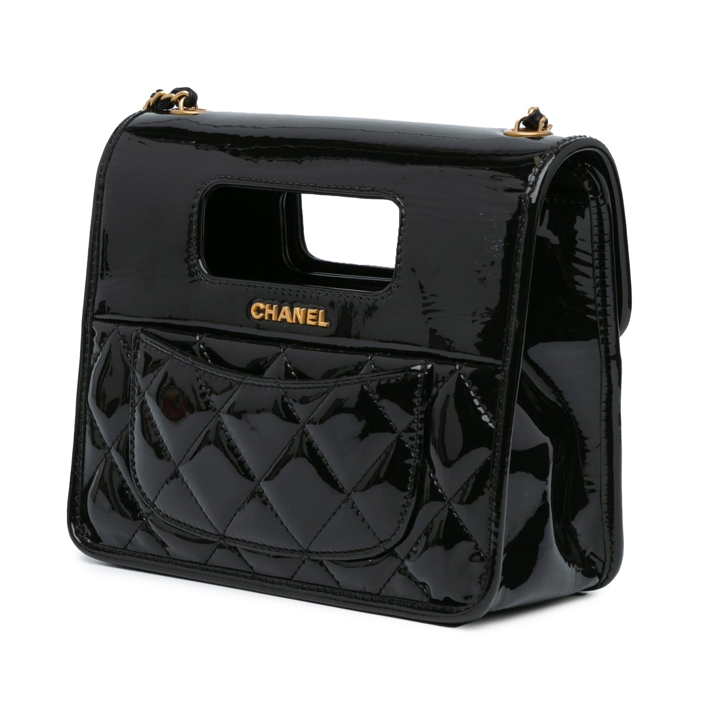 Chanel Sac Mini Quilted Patent Graphic Catch Flap