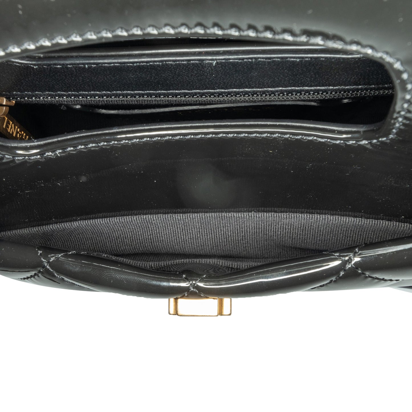 Chanel Sac Mini Quilted Patent Graphic Catch Flap