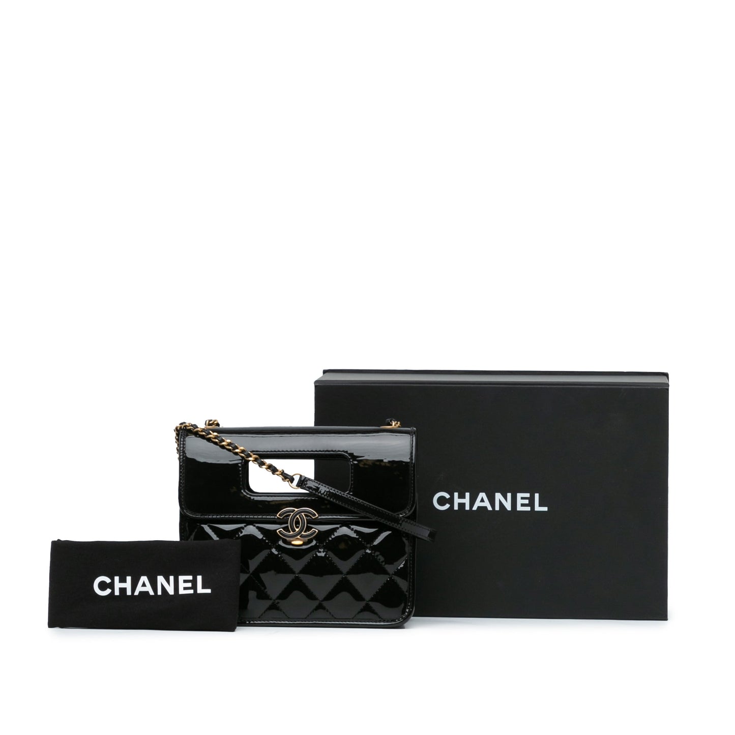 Chanel Sac Mini Quilted Patent Graphic Catch Flap