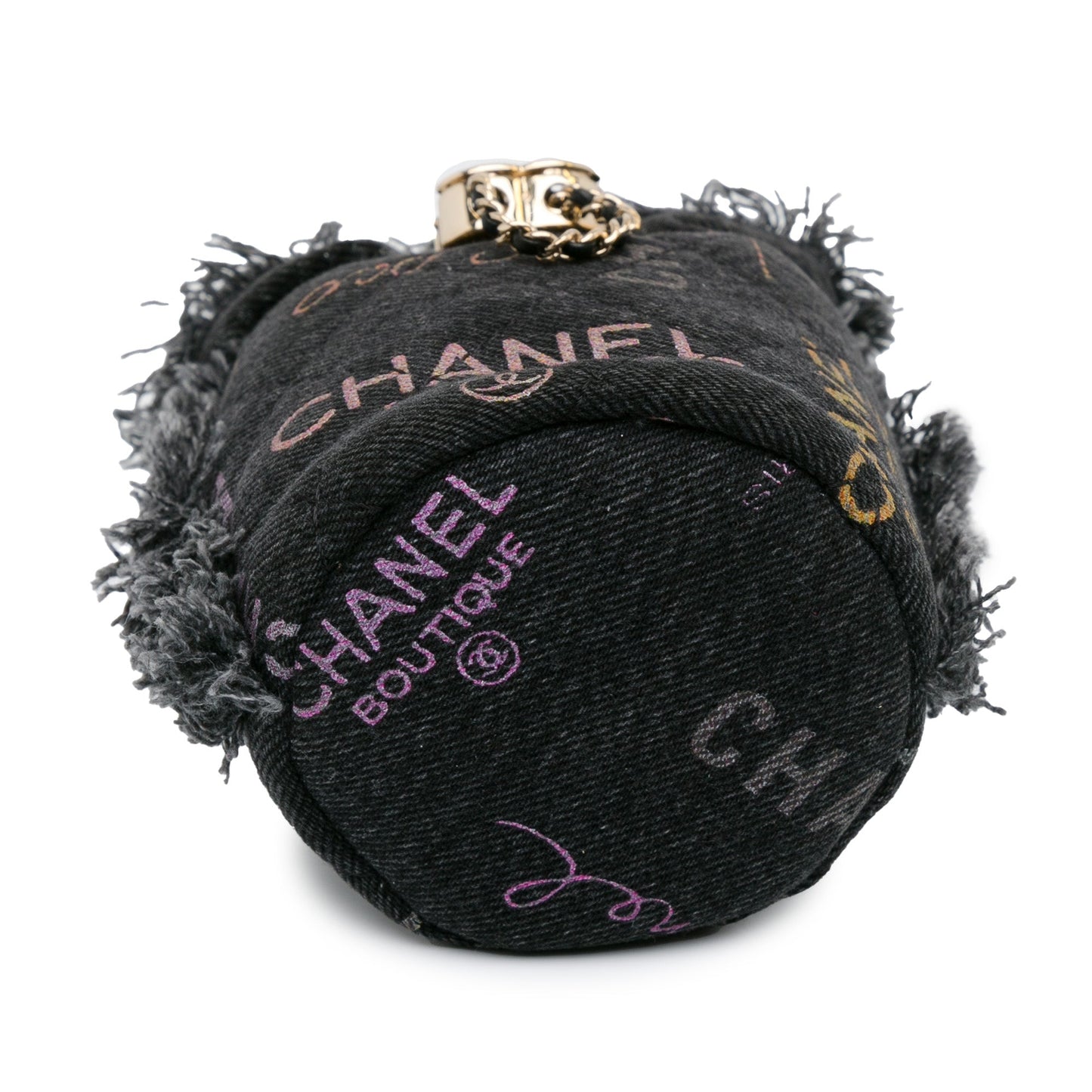 Gray Chanel Mini Denim Mood Bucket with Chain