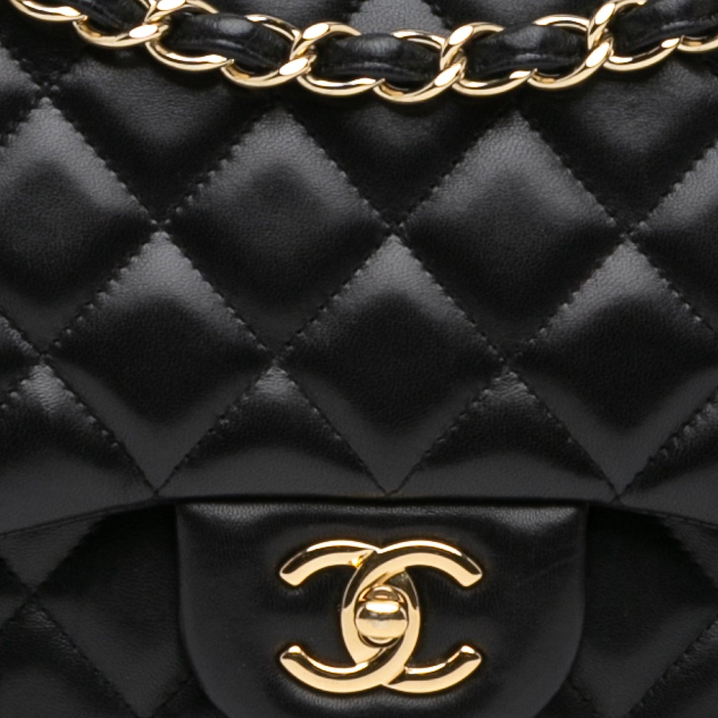 Black Chanel Jumbo Classic Lambskin Double Flap Shoulder Bag