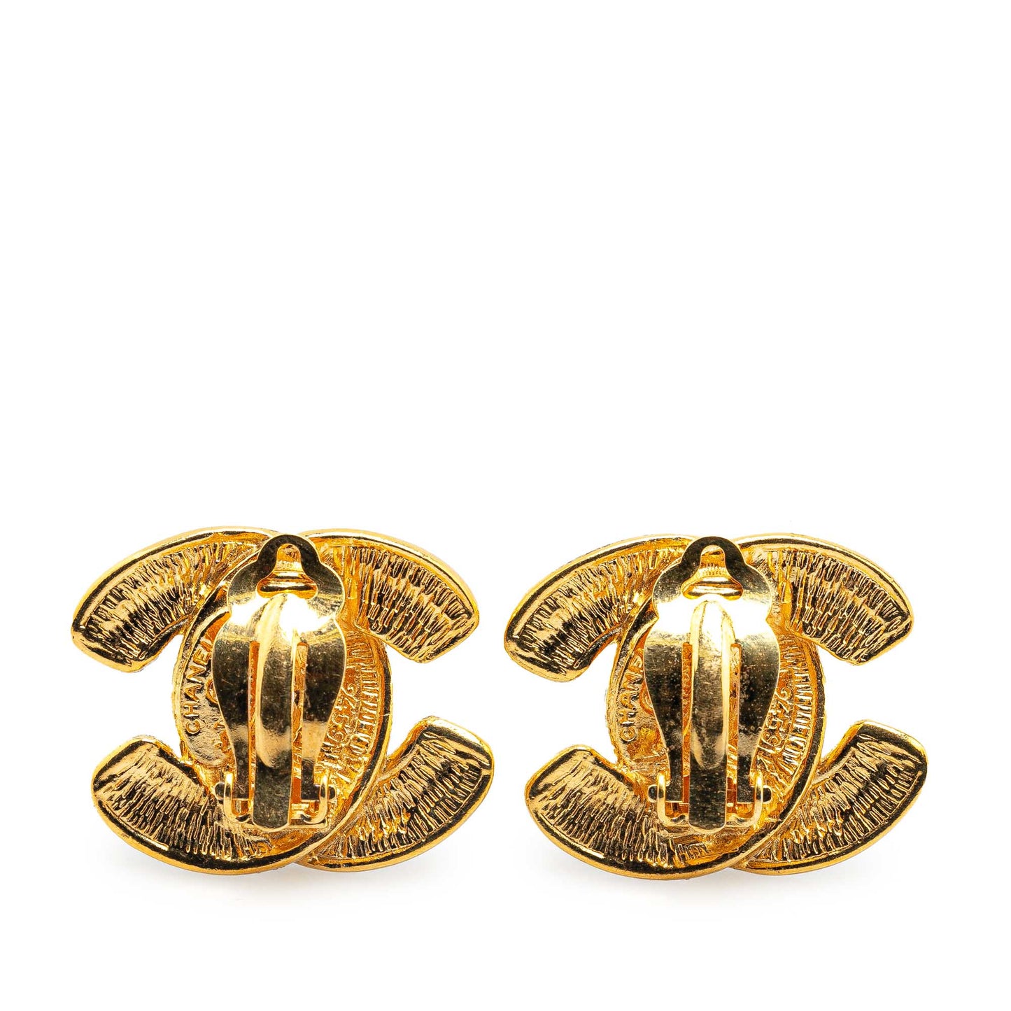 Gold Chanel Gold Plated CC Quilted Clip On Earrings