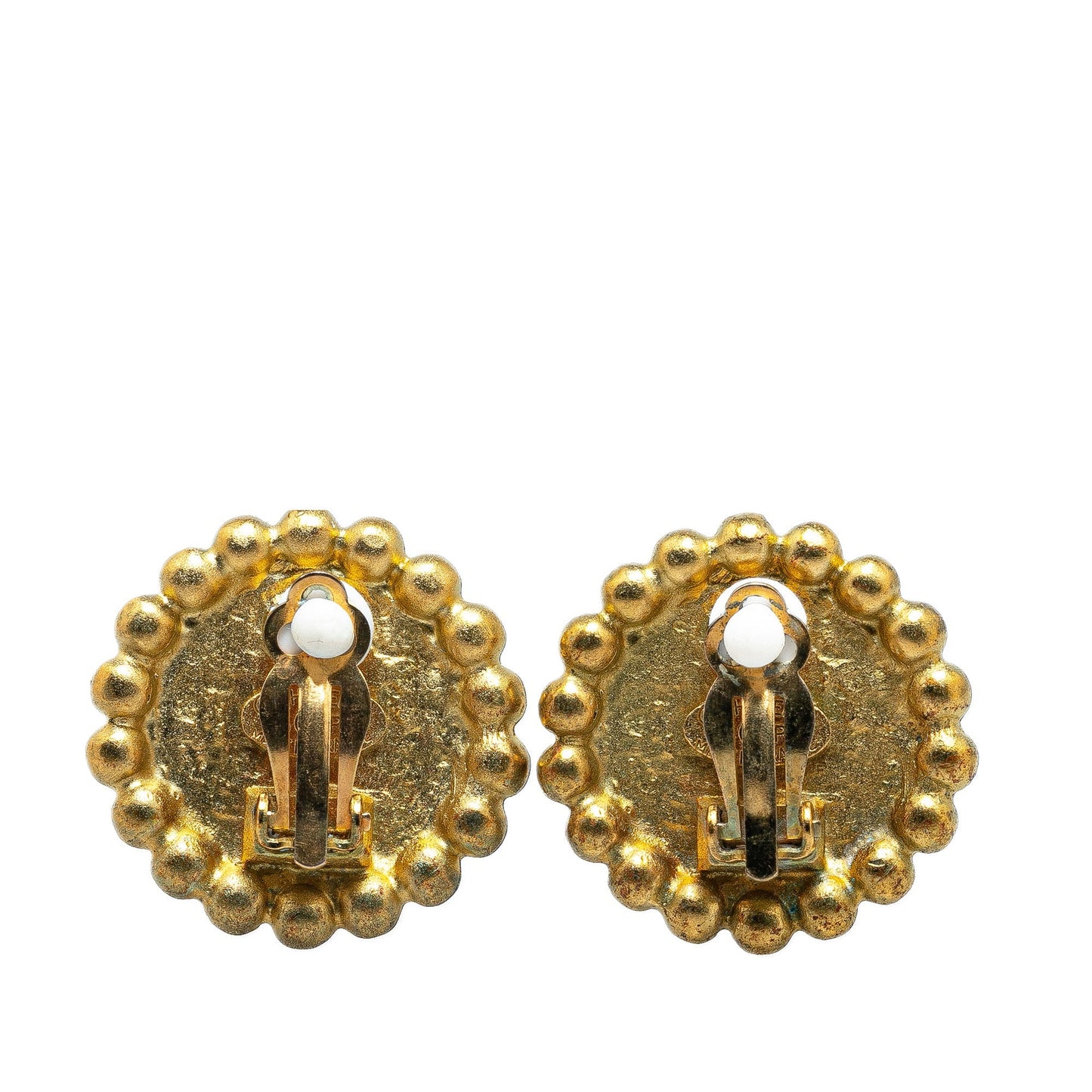 Gold Chanel Gold Plated CC Clip On Earrings