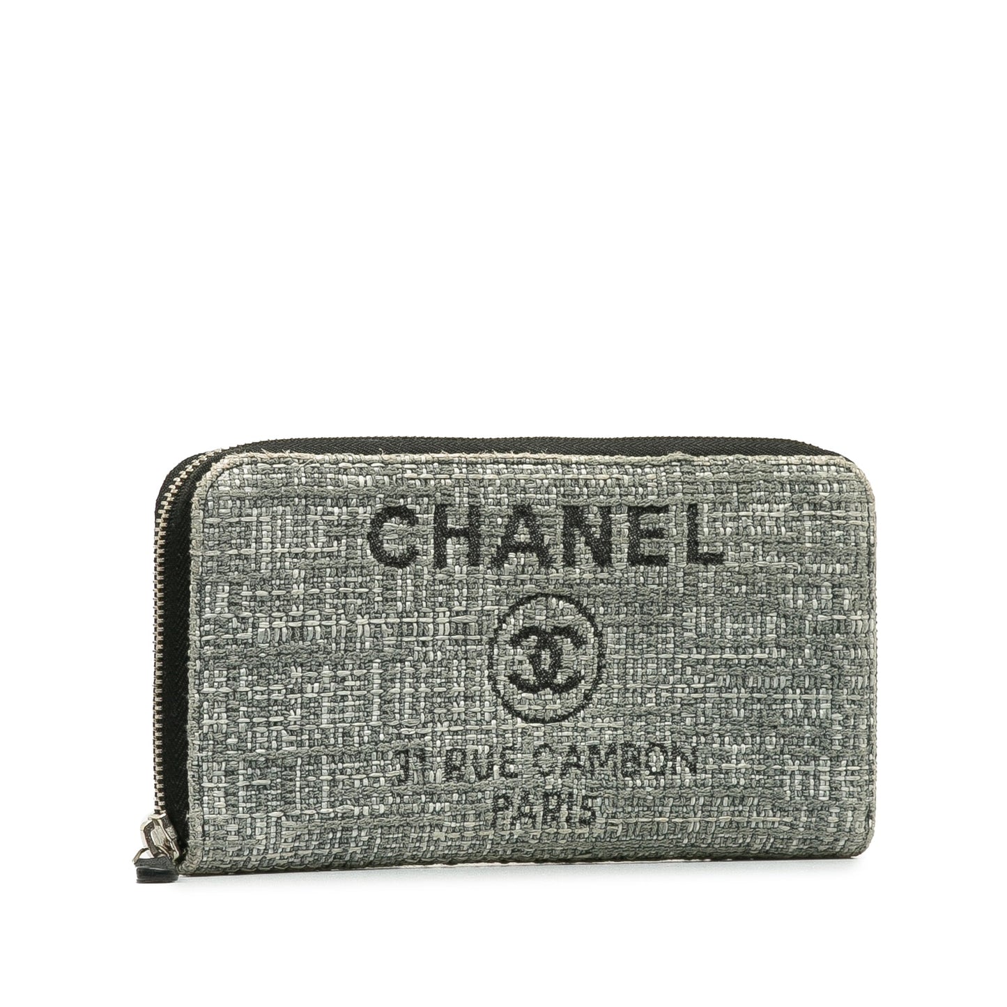 Gray Chanel Tweed Deauville Continental Wallet