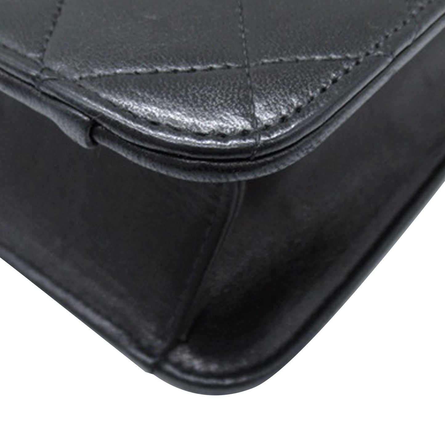 Black Chanel CC Quilted Lambskin Single Flap Crossbody Bag