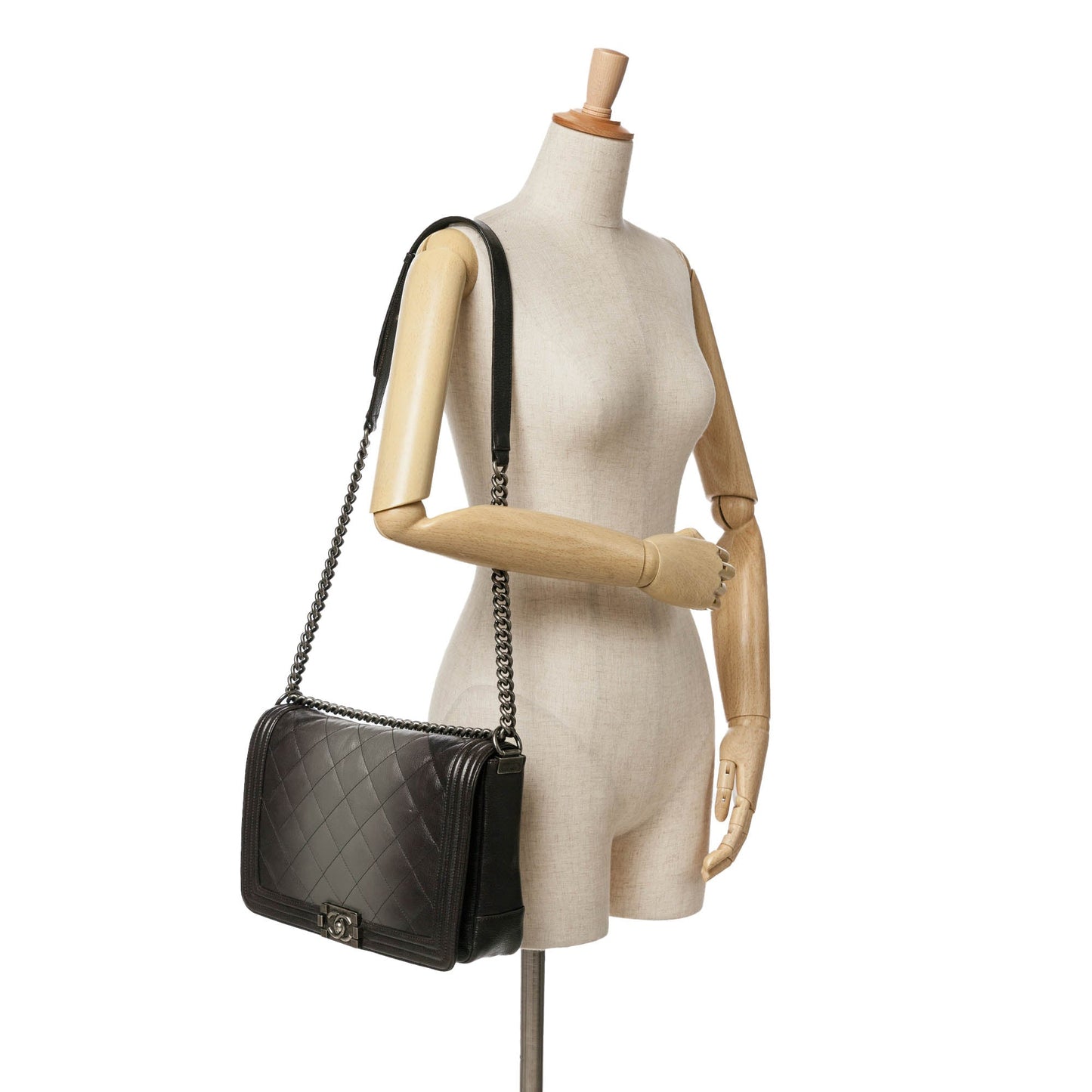 Black Chanel New Medium Quilted Goatskin Ombre Boy Flap Crossbody Bag