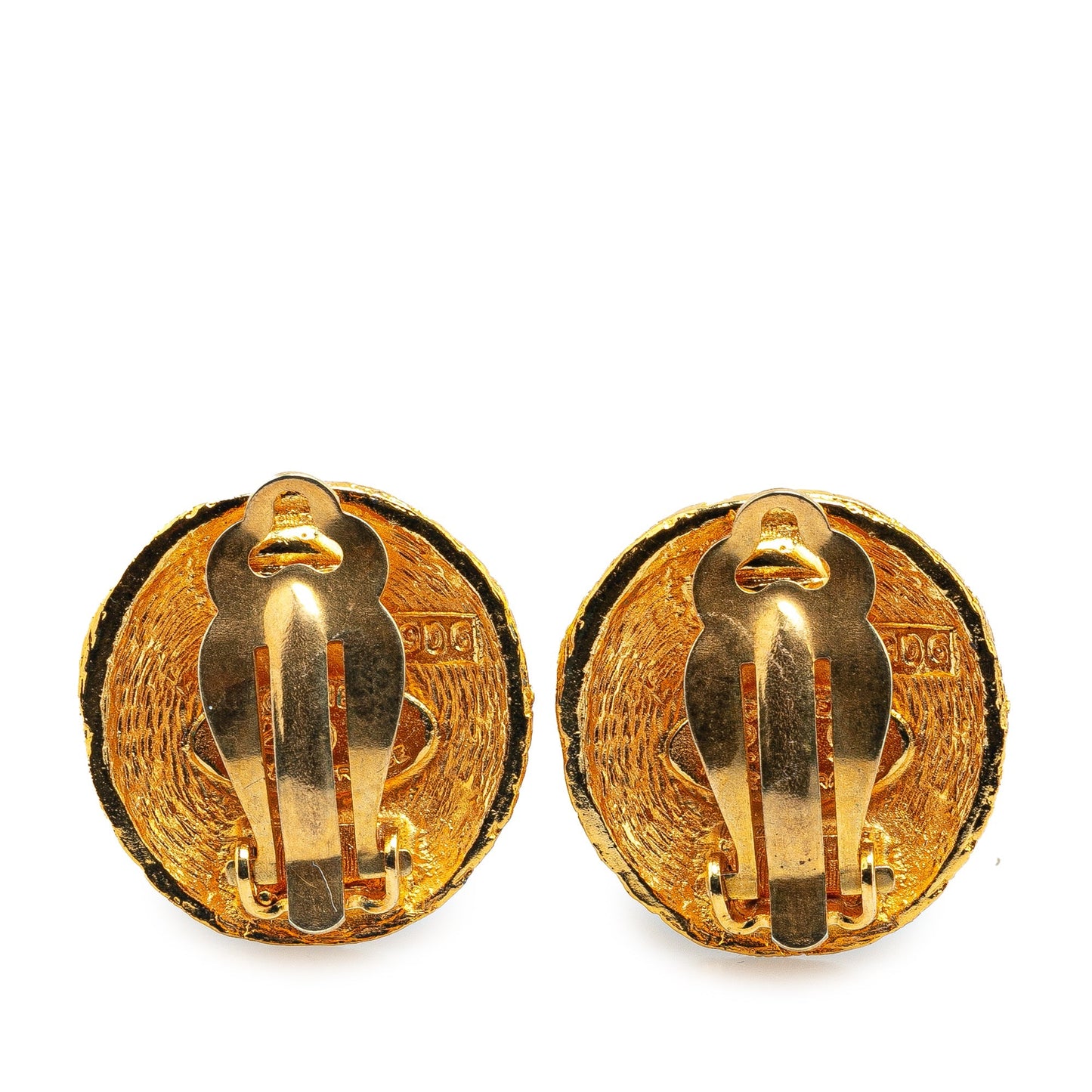 Gold Chanel Gold Plated CC Clip On Earrings