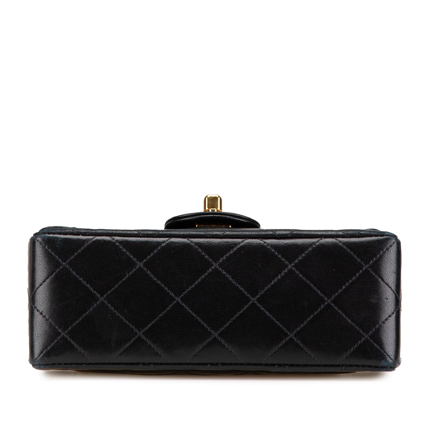 Black Chanel Mini Square Classic Lambskin Single Flap Crossbody Bag