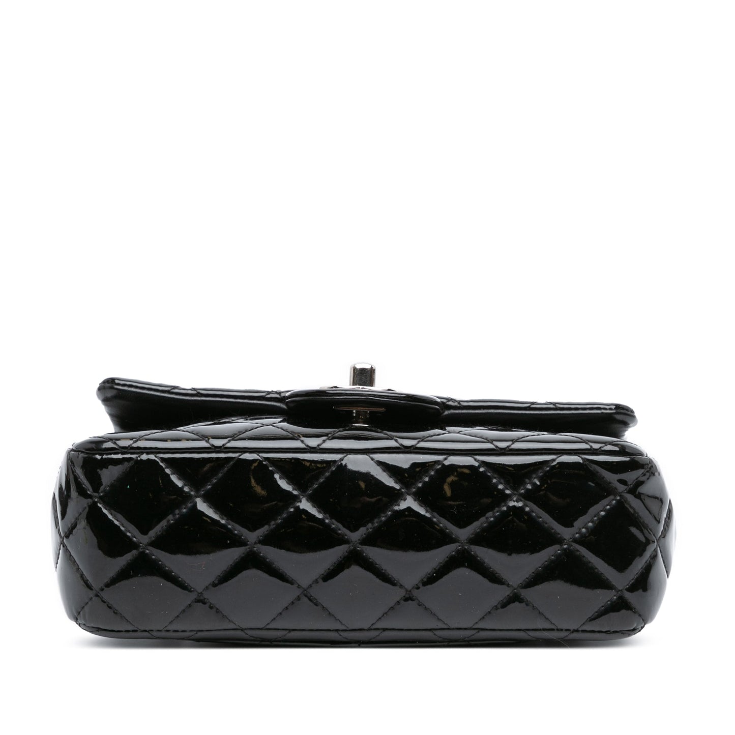 Black Chanel Mini Rectangular Classic Patent Single Flap Crossbody Bag