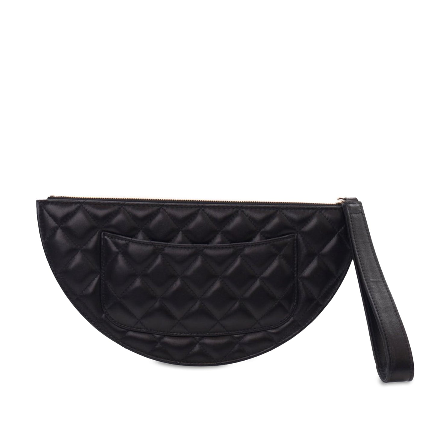Black Chanel Quilted Lambskin Wave Clutch