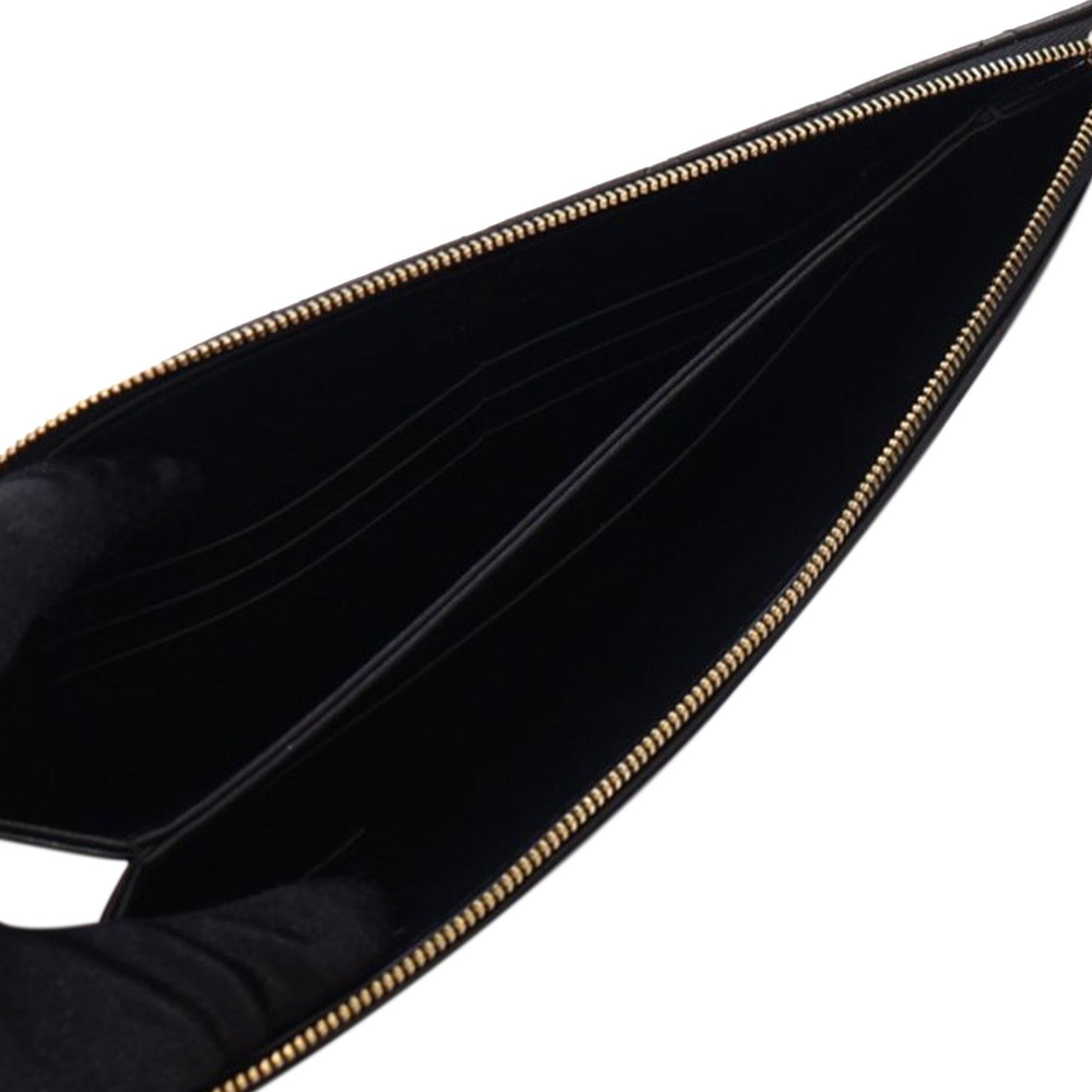 Black Chanel Quilted Lambskin Wave Clutch