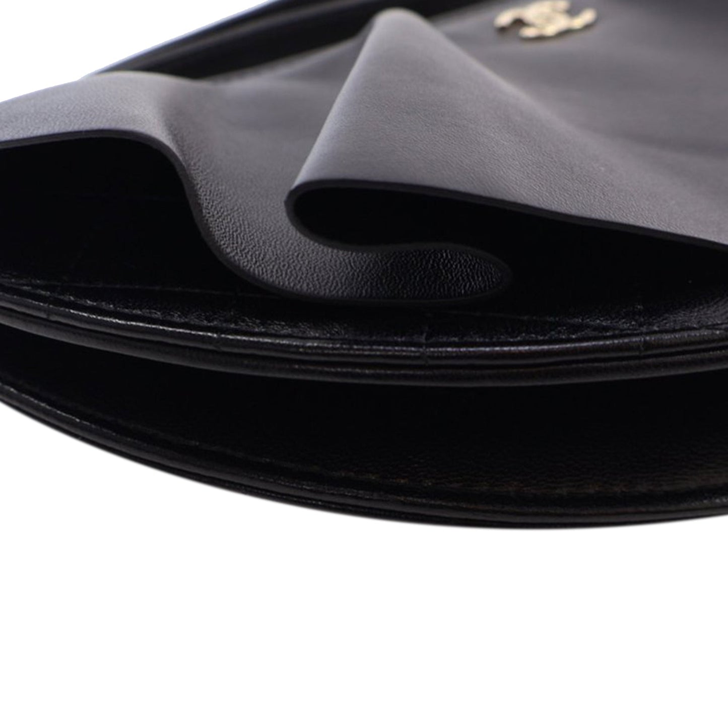 Black Chanel Quilted Lambskin Wave Clutch