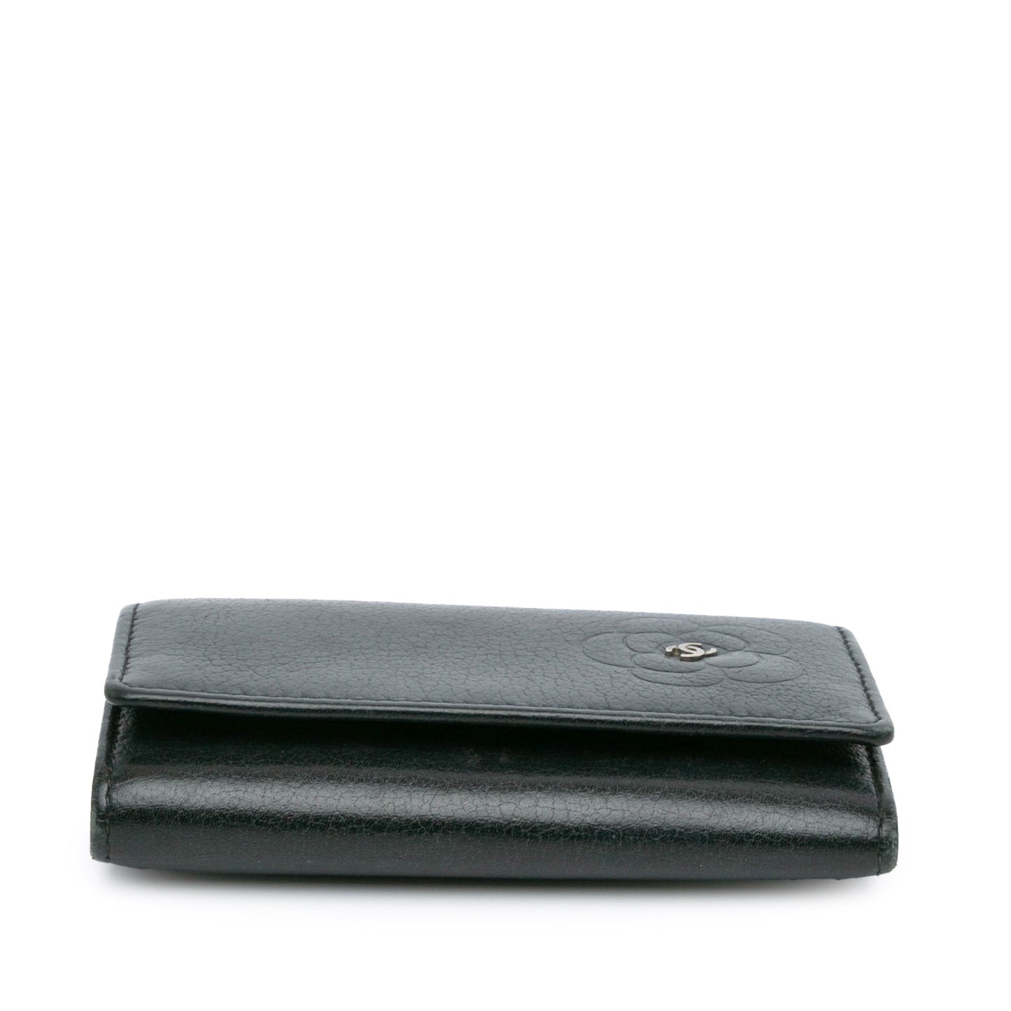 Black Chanel CC Camellia Leather Key Holder