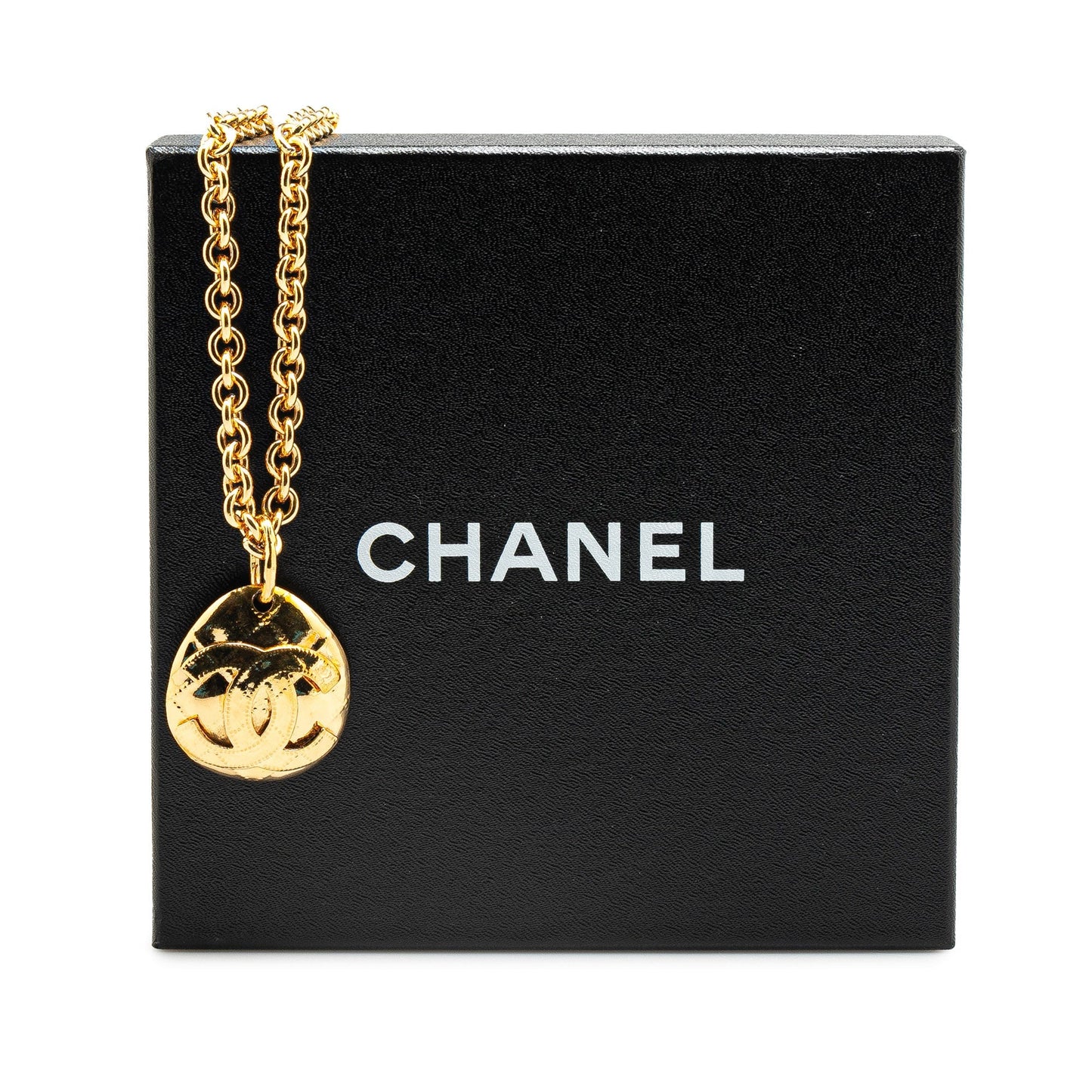 Gold Chanel Gold Plated CC Pendant Necklace