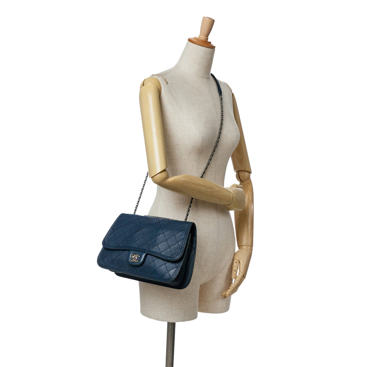 Blue Chanel Medium Stitched Calfskin Citizen Flap Crossbody Bag
