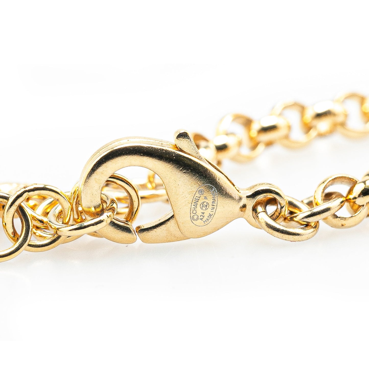 Gold Chanel Gold Plated CC Heart Crystal Bracelet