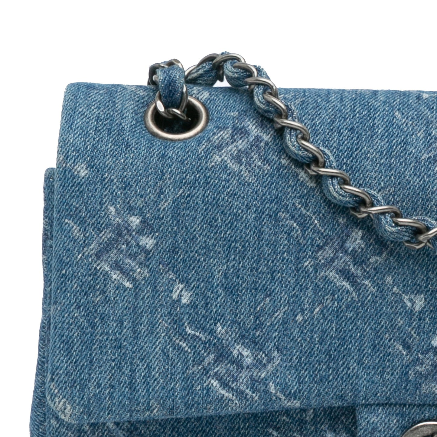 Chanel Sac Medium Classic Printed Denim Double Flap