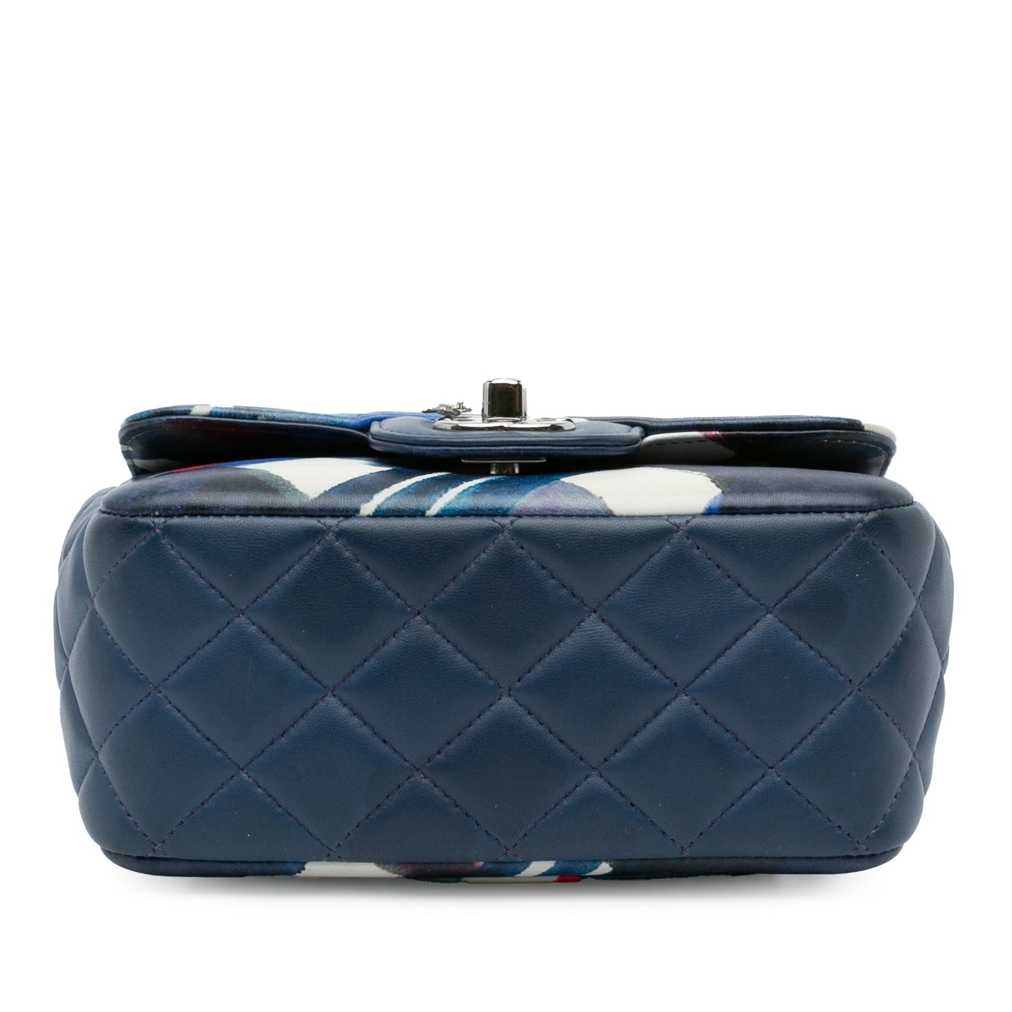 Blue Chanel Mini Square Classic Printed Lambskin Airlines Flap Crossbody Bag