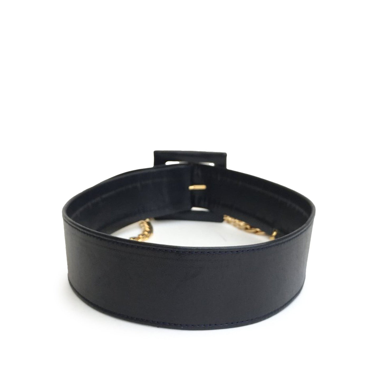 Black Chanel CC Lambskin Leather Chain Belt