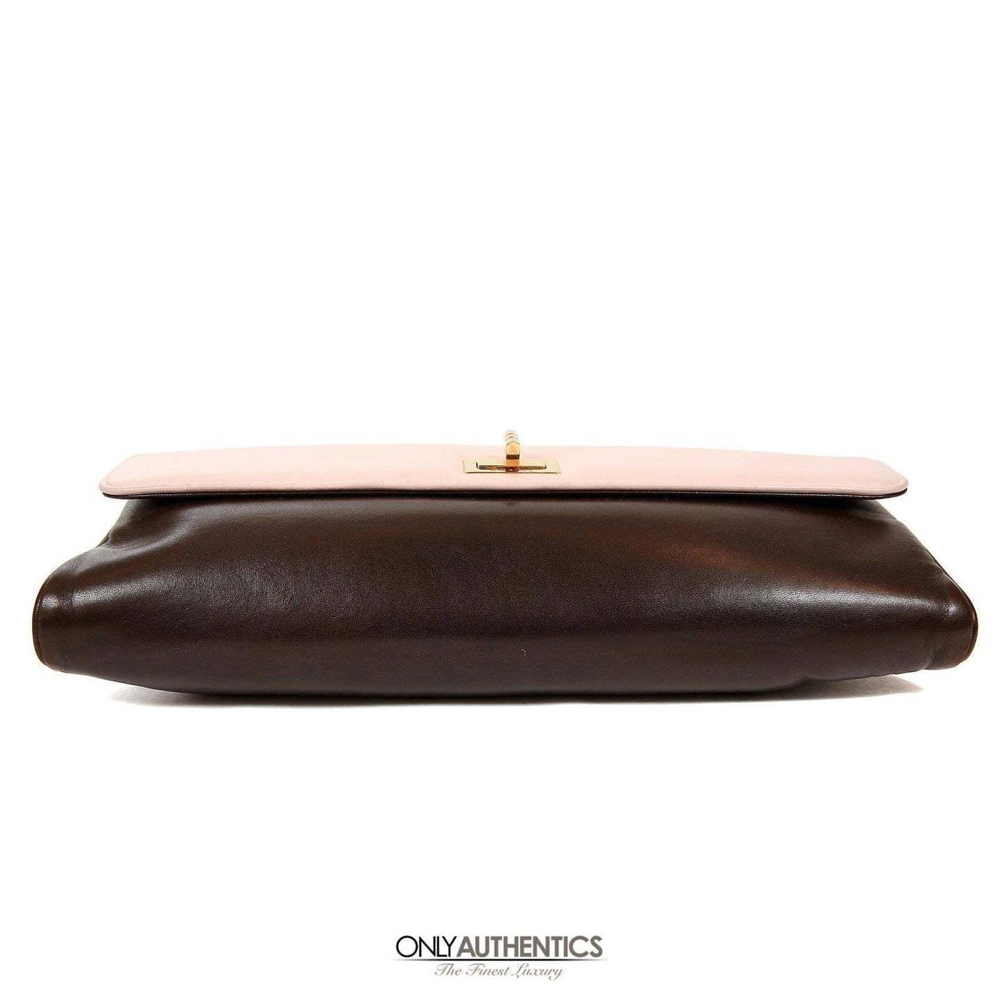 Chanel Pink and Brown Leather Handle Clutch