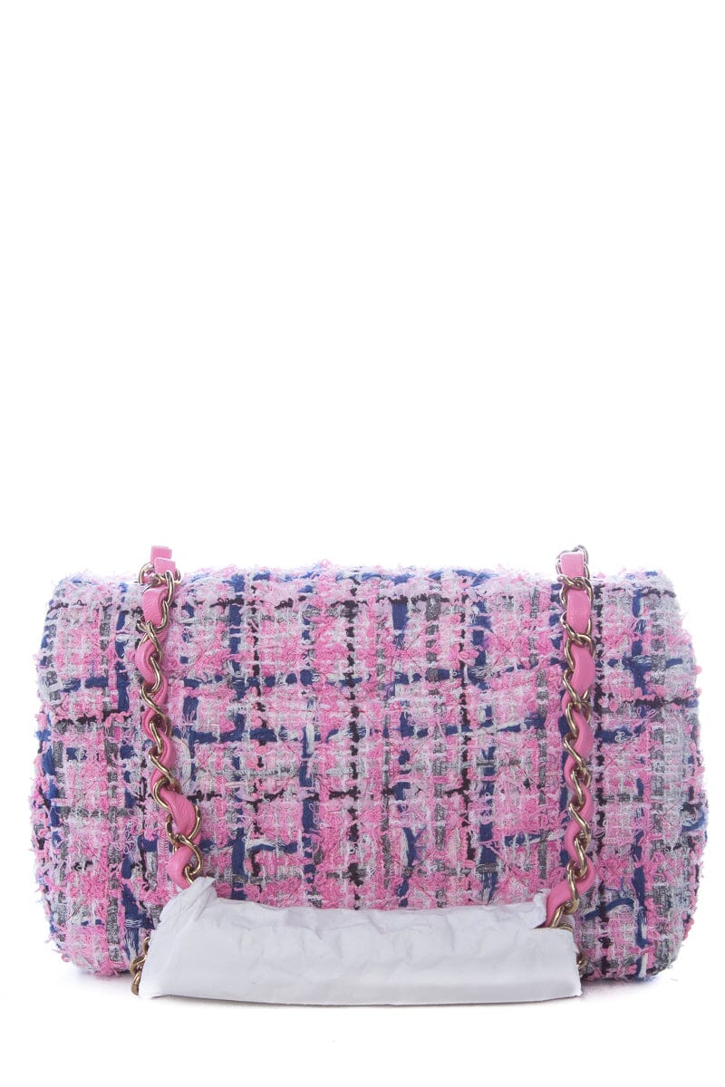 Chanel Pink Tweed Mini Flap Handbag